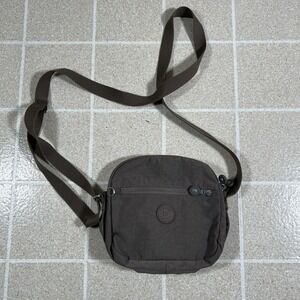 Kipling Keefe Crossbody Purse Bag Handbag Beige Gray Nylon Travel